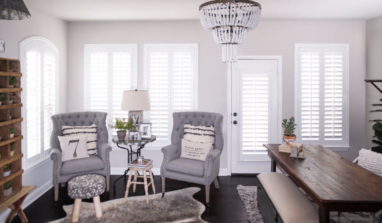 Plantation shutters in a Destin living room